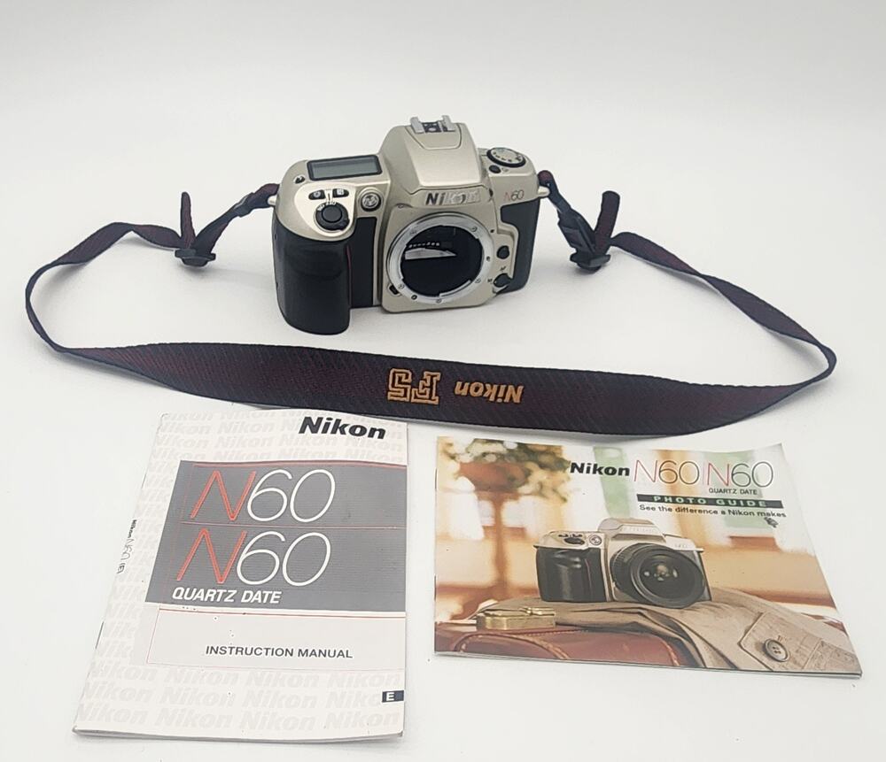 Nikon N60 35mm SLR Film Camera Body Only, No Lens w/ Instructions Tested Working